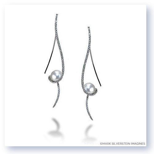 Mark Silverstein Imagines 18K White Gold Clef Diamond and Fresh Water Pearl Earrings