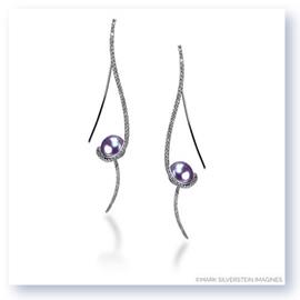 Mark Silverstein Imagines 18K White Gold Clef Diamond and Dyed Fresh Water Pearl Earrings