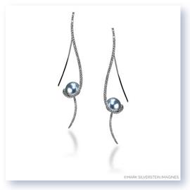 Mark Silverstein Imagines 18K White Gold Clef Diamond and Dyed South Sea Pearl Earrings