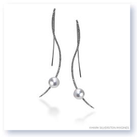 Mark Silverstein Imagines 18K White Gold Diamond and South Sea Pearl Curved Earrings