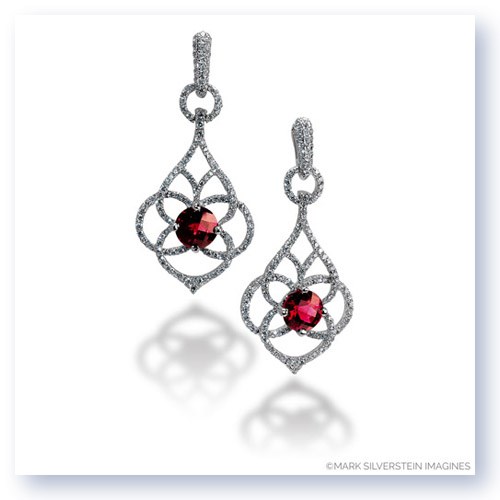 Mark Silverstein Imagines 18K White Gold Diamond and Rubellite Tourmaline Dangle Earrings