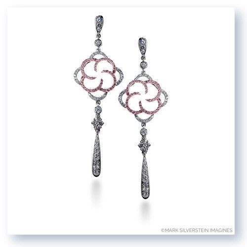 Mark Silverstein Imagines 18K White and Rose Gold Flower Inspired Dangle Diamond Earrings