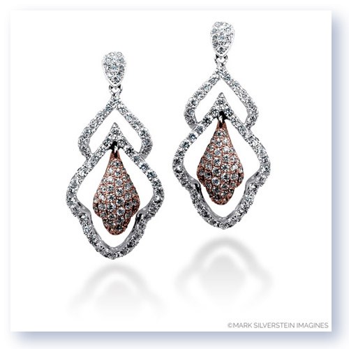 Mark Silverstein Imagines 18K White and Rose Gold Art Deco Inspired Diamond Dangle Earrings