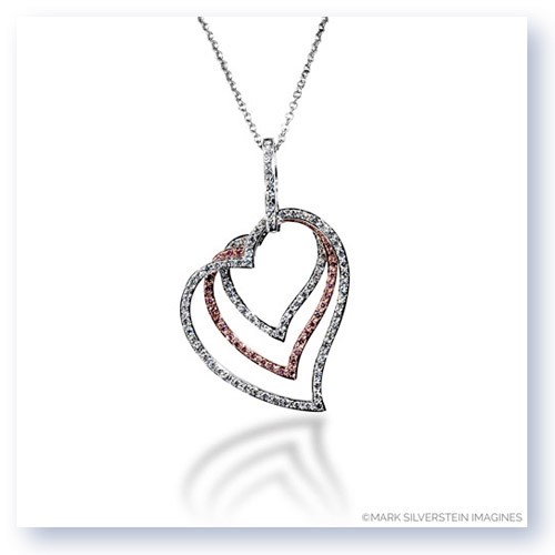 Mark Silverstein Imagines 18K White and Rose Gold Swinging Open Heart Trio Pendant