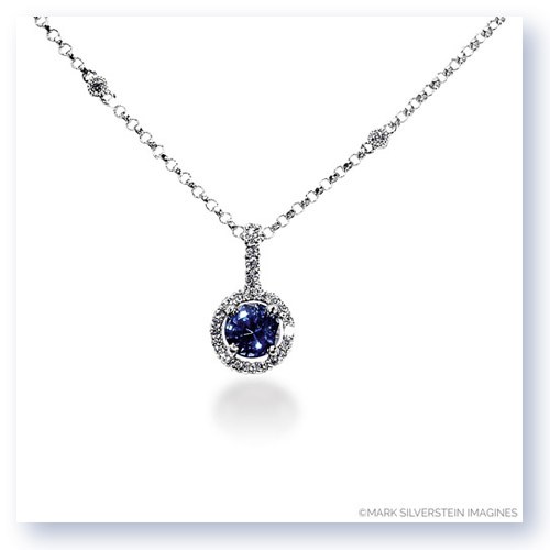 Mark Silverstein Imagines 18K White Gold5mm Sapphire and Diamond Halo Pendant