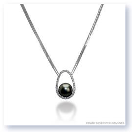 Mark Silverstein Imagines 18K White Gold Diamond and Black South Sea Pearl Pendant