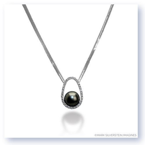 Mark Silverstein Imagines 18K White Gold Diamond and Black South Sea Pearl Pendant