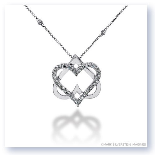 Mark Silverstein Imagines 18K White Gold Double Heart Diamond Pendant