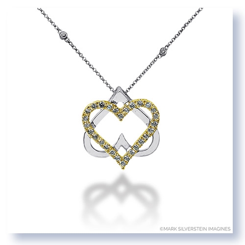 Mark Silverstein Imagines 18K White and Yellow Gold Double Heart Diamond Pendant