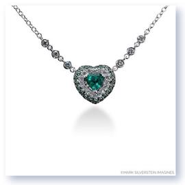 Mark Silverstein Imagines 18k White Gold Emerald Green Tsavorite and White Diamond Heart Necklace