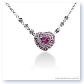 Mark Silverstein Imagines 18k White Gold Pink Sapphire and White Diamond Heart Necklace