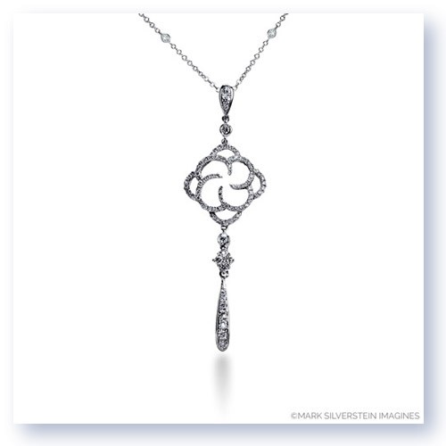 Mark Silverstein Imagines 18K White Gold Swirl and Teardrop Shape Diamond Drop Pendant