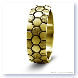 Mark Silverstein Imagines 14K Yellow Gold Soccer Themed Men&#39;s Wedding Band