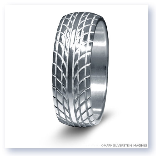 Mark Silverstein Imagines Sterling Silver Road Racing Themed Men&#39;s Wedding Band
