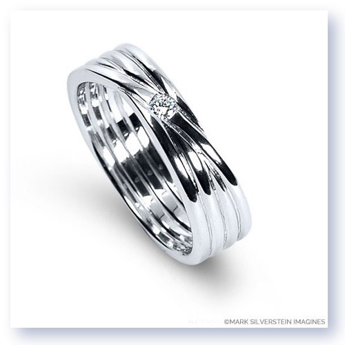 Mark Silverstein Imagines 18K White Gold Four Loop Diamond Men&#39;s Wedding Band