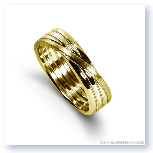 Mark Silverstein Imagines 18K Yellow Gold Polished and Brushed Four Loop Men&#39;s Wedding Band