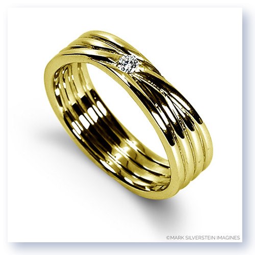 Mark Silverstein Imagines 18K Yellow Gold Four Band Diamond Men&#39;s Wedding Band