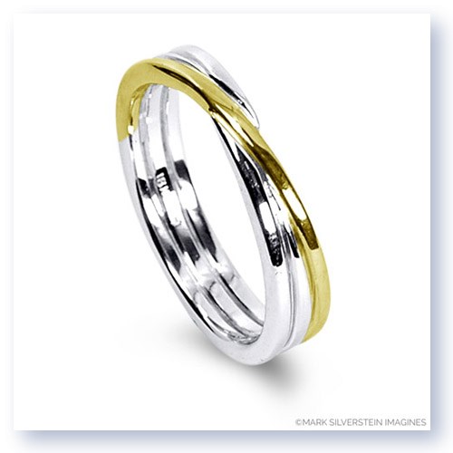 Mark Silverstein Imagines 18K White and Yellow Gold Polished Three Loop Men&#39;s Wedding Band