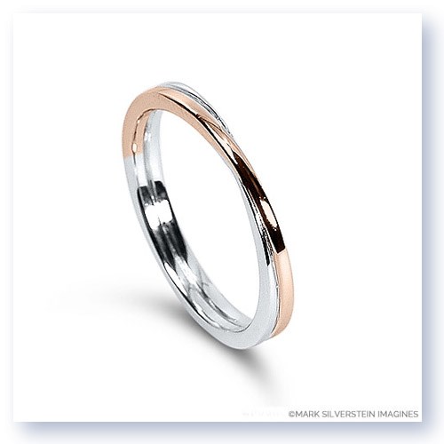Mark Silverstein Imagines 18K White and Rose Gold Polished Double Loop Men&#39;s Wedding Band