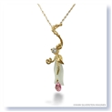 Mark Silverstein Imagines Hand Carved 18K Yellow Gold and Aquamarine Calla Lily with Diamond and Sapphire Pendant Necklace