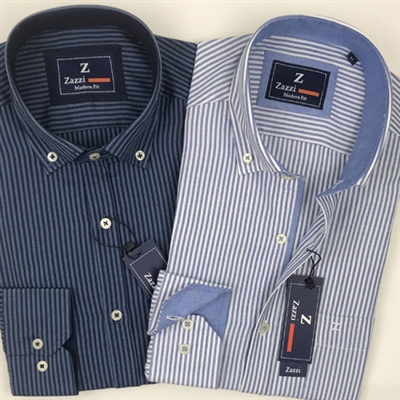 ZAZZI Striped Casual Shirt With Contrasts