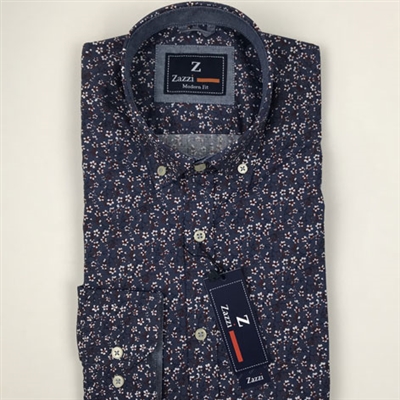 ZAZZI Patterned Casual Shirt With Contrasts