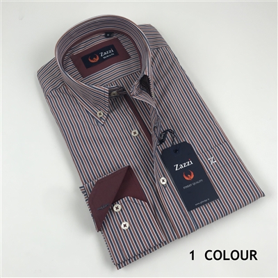 ZAZZI Striped Casual Shirt With Contrasts