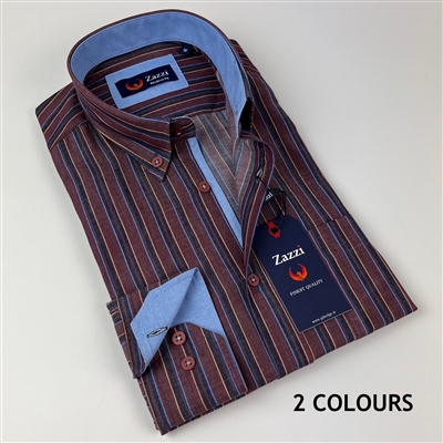 ZAZZI Long Sleeve Casual Shirt With Contrasts