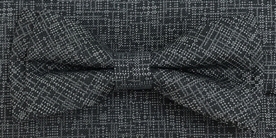 3751 ZAZZI bow & pocket square in a charcoal tone on tone pattern