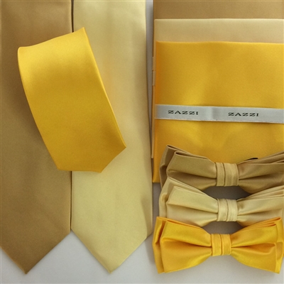 B1764 Golds/Yellows ZAZZI Solid Tie, Bow, Pocket Square & Face Mask