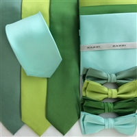 B1764 Greens ZAZZI Solid Tie, Bow, Pocket Square & Face Mask