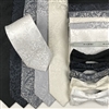 B1998 Monotone ZAZZI Floral Wedding Tie, Bow, Pocket Square & Face Mask