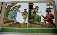 Antique un-punched movable book 'Fairy Tale Friends' by Saafield Publishing Company, Chicago, Ohio & New York. Published in 1897 with cut-out and stand-up pictures, 8 pages of text, and 8 full-color lithographed die-cut scenes.