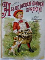 Scarce 1917 Dutch movable book by D. Bolle, adapted from Raphael Tuckâ€™s Fun in the Forest, with four chromolithographed pull-tab scenes.