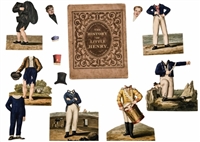 The History and Adventures of Little Henry Eleventh Edition 1830 rare late Fuller movable book with seven hand colored paper figures two interchangeable heads and original hats