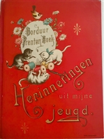 Borduur Prenten Boek Herinneringen aan mijne jeugd embroidery picture book ca 1900 Dutch interactive childrens book with removable chromolithographed plates