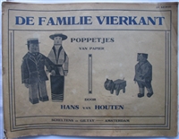 De Familie Vierkant (1914) Dutch cut-out book with 6 uncut paper figures by Hans van Houten â€“ complete and in original condition