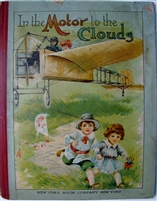 Rare 1919 movable book In The Motor To The Clouds with 4 tab-operated scenes, printed in Bavaria and featuring dirigibles, planes, and early automobiles