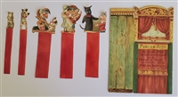 Raphael Tuck Paper Toy - Punch and Judy theater puppet show stage and all 5 original puppets Extra Fine movable litho toy