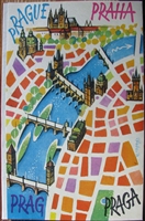 Kubasta Prague pop-up display with Charles Bridge and Prague Castle, 1969 Artia edition, accordion-fold tabletop format, first Czech release, in Fine condition.