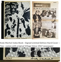 Andy Warhol Index Book Signed Limited Hardcover with 1967 Village Voice Launch Party Newspaper Fine Condition All Original Elements