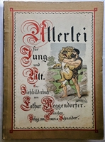 1800's Movable Book Meggendorfer  Allerlei fur Jung und Alt - First German edition. With 8 movable color-lithographed plates. Fine beautiful condition