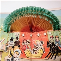 rare antique pop-up book with clown and ducks in top hats, ca. 1911, featuring six double-page honeycomb tissue pop-ups, marked DRGM 247833 DRP angem with bear logo