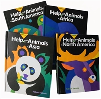 Set of four signed Help the Animals pop-up books by Robert Sabuda 1995 first editions with conservation themes and working pop-ups