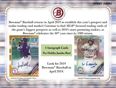 PICK A PACK 2019 Bowman Baseball JUMBO