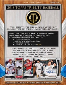2018 Topps Tribute Case Break FILLER #5 (1 spot)