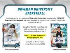 PYT NO RESERVE 2021-22 Bowman University Basketball Hobby #10 RELIST  5 SPOTS