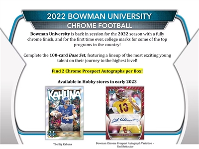 PYT NO RESERVE 2022 Bowman Chrome University Football Box Break #19 relist 3 spot