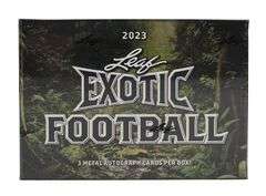 PYT NO RESERVE 2023 LEAF EXOTIC FOOTBALL BOX BREAK #10 4 SPOT