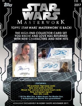 2017 Star Wars Masterwork #4 (1 letter) BLACK FRIDAY SALE!